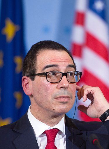 US Finance Minister Steven Mnuchin giving a joint press conference with German Finance Minister Wolfgang Schaeuble (CDU) in Berlin, Germany, 16 March 2017. Photo: Soeren Stache\/