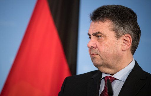 German Foreign Minister Sigmar Gabriel before a meeting at the Federal Foreign Office with the EU Vice President and commissioner for Better Regulation, Interinstitutional Relations, the Rule of Law and the Charter of Fundamental Rights, Frans ...