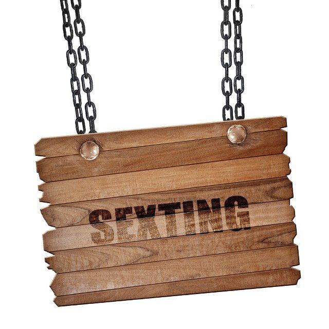 sexting, 3D rendering, hanging sign on a chain