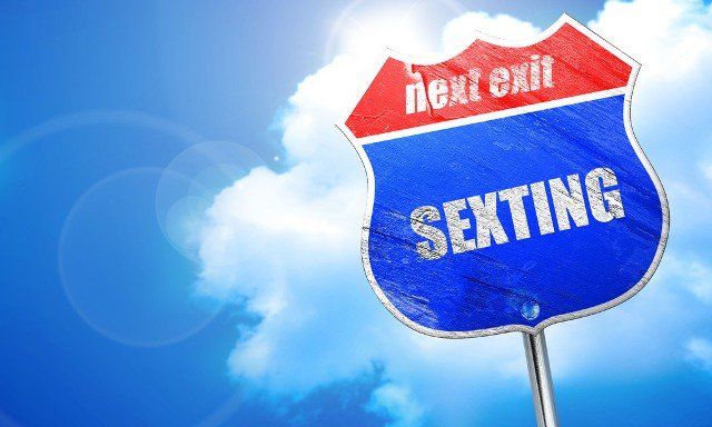 sexting, 3D rendering, blue street sign