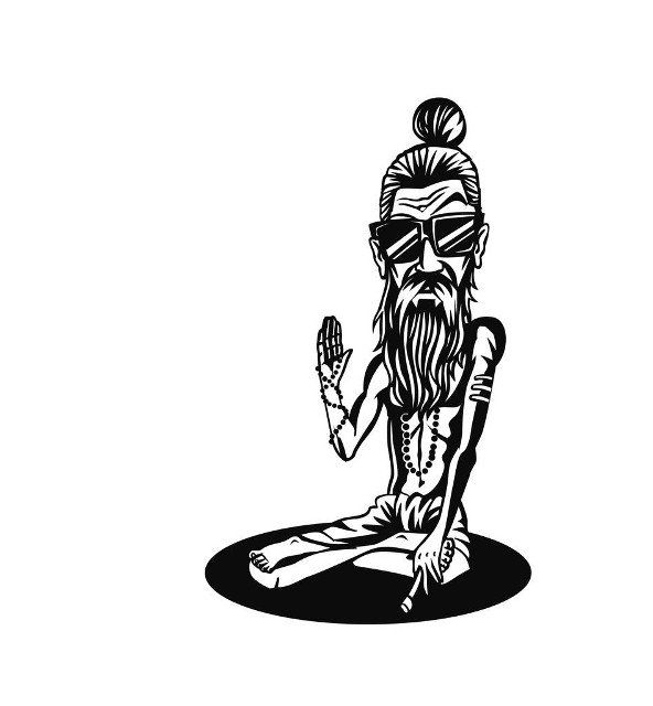 Yogi, Funky baba - Illustration for the Day Of Honoring Celebration Guru Purnima.