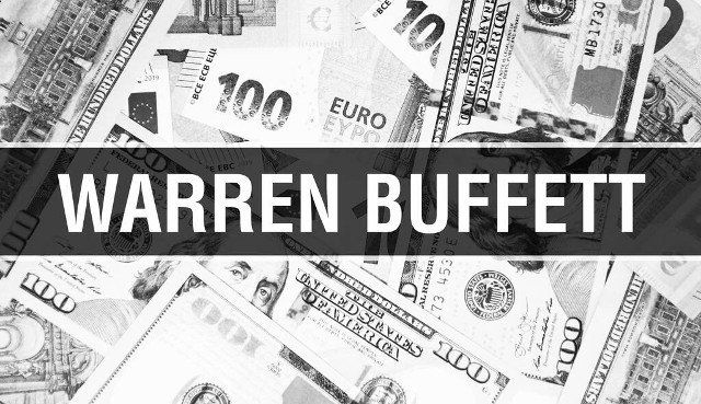Warren Buffett text Concept. American Dollars Cash Money,3D rendering. Billionaire Warren Buffett at Dollar Banknote. Top world Financial billionaire investor - London,3 May 202