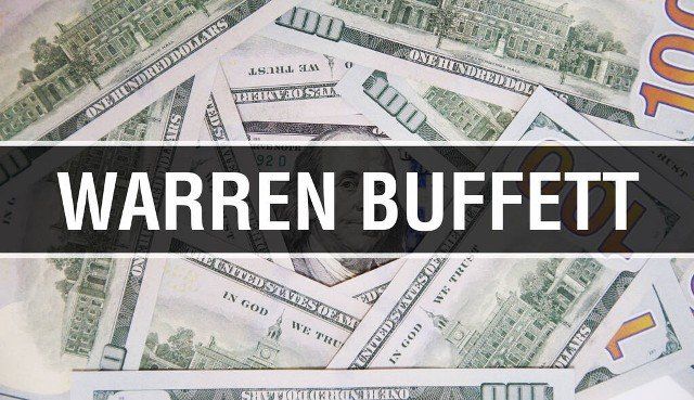 Warren Buffett text Concept Closeup. American Dollars Cash Money,3D rendering. Warren Buffett at Dollar Banknote. Financial USA money banknote Commercial money investment profit concep