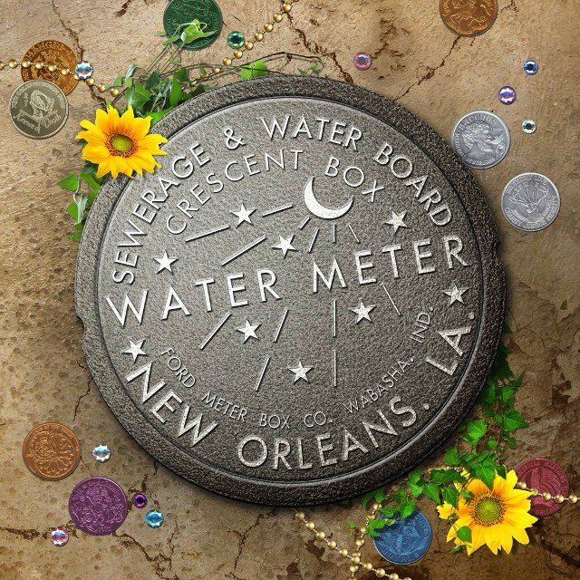 New Orleans Historic Iconic Watermeter Lid post Hurricane Icon Logo Emblem Symbol