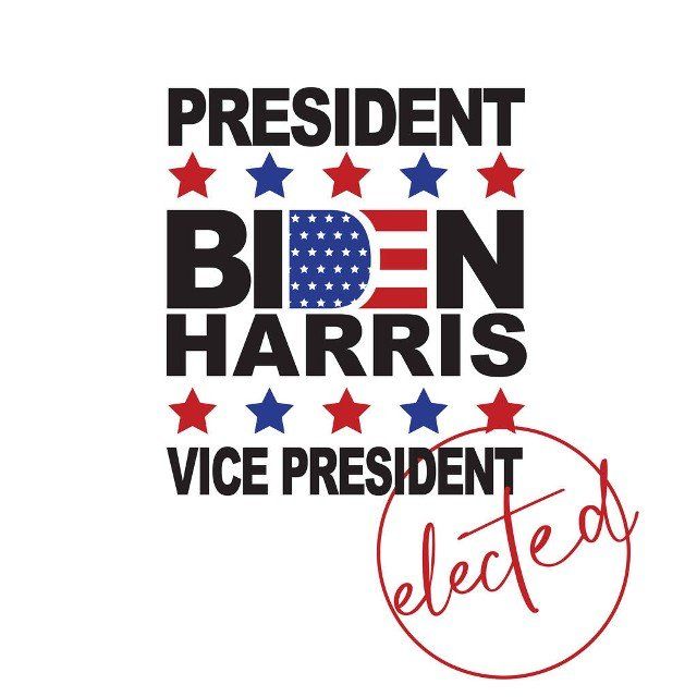 Biden Harris President Elected. United States of America Presidential Election design vector grunge style. Concept poster design template. Joe Biden and Kamala Harris lettering. American flag