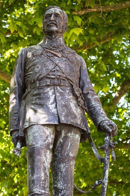 A statue of Field Marshal Sir John Fox Burgoyne situated on Waterloo Place in London, UK.