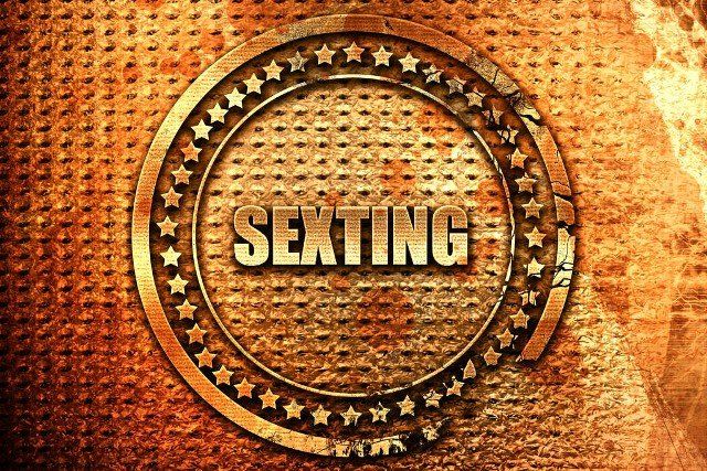 sexting, 3D rendering, grunge metal text