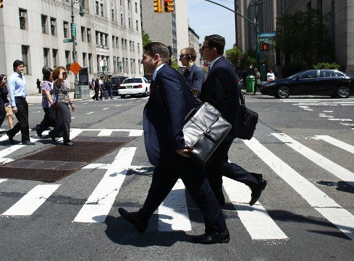 Lawyers Michael Mann (back) and David Rody, defense of Venezuelan citizens Efrain Antonio Campo Flores and Francisco Flores de Freitas, leaves a courtroom in New York, United States, 12 May 2016. Campo Flores and Flores de Freitas, relatives of ...