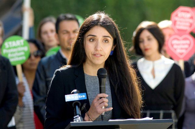 American Civil Liberties Union (ACLU) Migrant Rights attorney Monika Langarica speaks at an event commemorating the first anniversary of the implementation of the Migrant Protection Protocols (MPP) program in San Diego, California, 29 January 2020. A year after the launch of the MPP program, through which nearly 60,000 asylum seekers in the country have been returned to Mexico, civil organizations and activists have called on Wednesday for the closure of this "cruel and inhuman" policy. EFE\/ David Maung