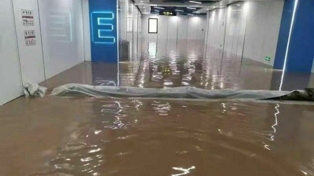 Subway station submerged by flood water in Central China\