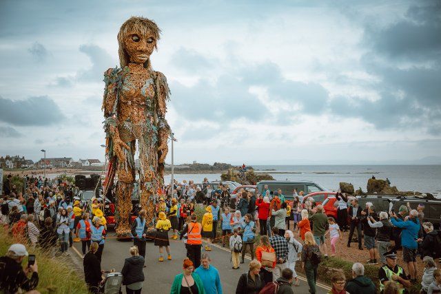 A file photo of Storm, a giant puppet of a sea goddess made entirely of recycled materials collected from washed up marine litter. On Wednesday 10 November, STORM will once again walk in Glasgow in Scotland, United Kingdom, as she visits Govan during the United Nations COP26. Storm is 10 metres tall, and is one of a number of cultural attractions taking place to tie in with the global gathering. Vision Mechanics\/EYEPRESS