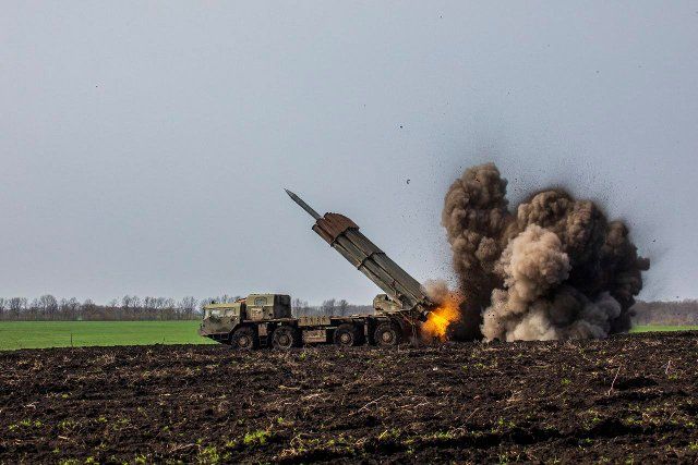 Russia Smerch multiple launch artillery rocket system performs a combat task in unspecific location in Ukraine. The latest statistics, published by the Ukrainian Land Forces this Sunday April 24, 2022 suggest 21,800 Russian fighters have been killed amid bitter resistance from Ukraine\