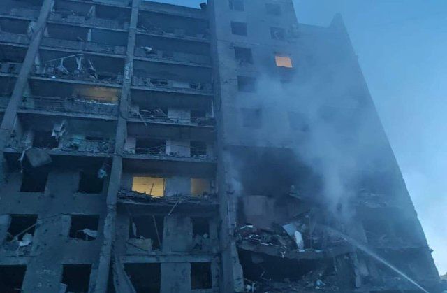 Building destroyed by Russia missiles in the town of Bilhorod-Dnistrovskyi in Serhiyivka, Odesa region, on July 1, 2022, killing at least 19 dead and 38 injured, including 6 children. (State Emergency Service of Ukraine\/EYEPRESS