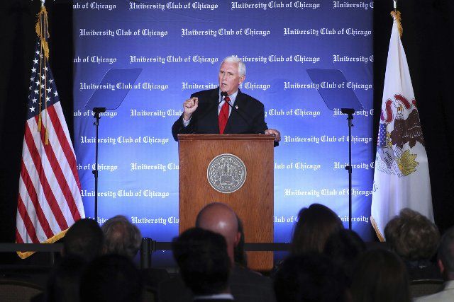 Former U.S. Vice President Mike Pence discusses the U.S. economy at the University Club of Chicago on Monday, June 20, 2022. (Terrence Antonio James\/Chicago Tribune\/TNS