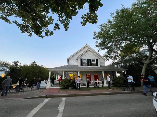 Migrants flown by the state of Florida on Sept. 15, 2022, to Marthaâs Vineyard were taken in at St. Andrewâs Episcopal Church in Edgartown, Massachusetts, seen here the following day. (Bianca Padro Ocasio\/Miami Herald\/TNS