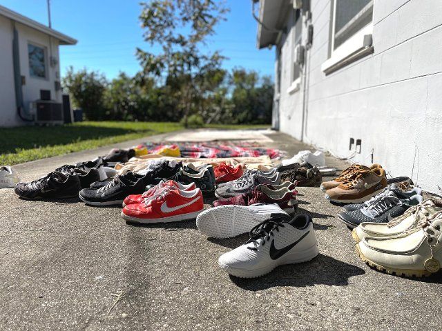 Shoes were left up to dry outside Barbara Fuller\