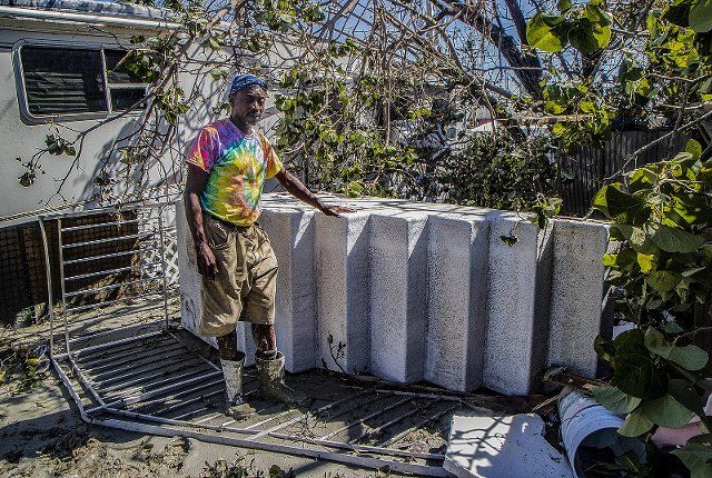 Shawn Hunte, a resident at Sunnyland Court Mobile Home Park in San Carlos Island talks about his ordeal to survive floating on top of his trailerâs stairs as Hurricane Ian hit Florida\