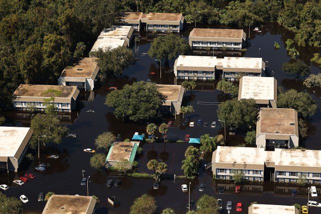 The Place at Alafaya is flooded in the aftermath of Hurricane Ian on Sept. 30, 2022, in Orlando, Florida. (Ricardo Ramirez Buxeda\/Orlando Sentinel\/TNS
