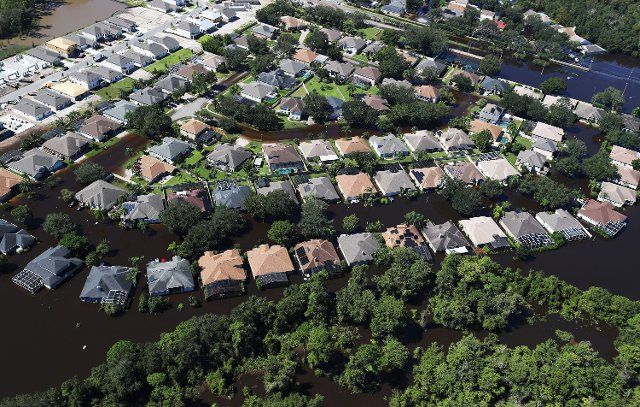 Aerial view of the aftermath of Hurricane Ian at University Acres in Orlando, Florida, off Rouse Road, on Friday, Sept. 30, 2022. (Ricardo Ramirez Buxeda\/Orlando Sentinel\/TNS