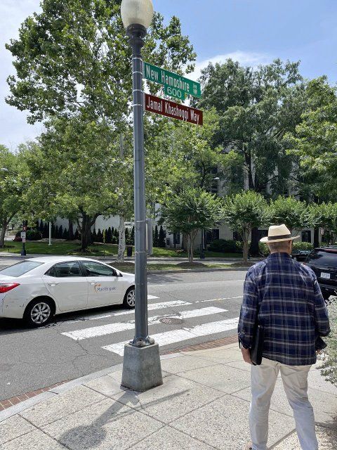 Photo taken June 16, 2022, shows a street sign for Jamal Khashoggi Way in Washington. The street in front of the Saudi Arabian Embassy in the U.S. capital was renamed earlier in the month in honor of the Saudi dissident journalist who was killed at the Saudi consulate in Istanbul in 2018. (Kyodo) ==Kyodo