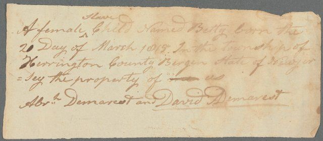 Betty (enslaved) Birth Certificate, 1815-03-20