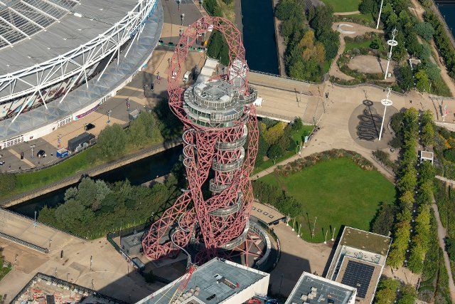 The ArcelorMittal Orbit, formerly known as the Orbit Tower, constructed for the 2012 Summer Olympics, Stratford Marsh, Greater London Authority, 2021