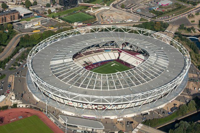 London Stadium, formerly known as Olympic Stadium and site of 2012 Summer Olympics, now home to West Ham Football Club, Stratford Marsh, Greater London Authority, 2021