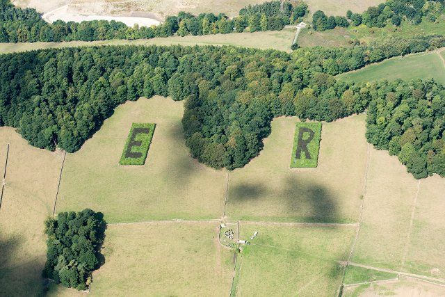 ER plantations, trees planted to mark the Golden Jubilee of Queen Elisabeth, Derbyshire, 2018