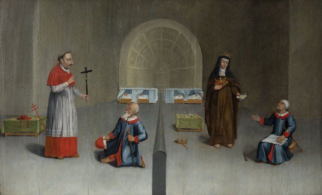 Interior of a Hospital with Saint Charles Borromeo and Saint Elizabeth of Hungary, 1669. Found in the collection of the Mus&#xe9;e des Beaux-Arts, Verviers