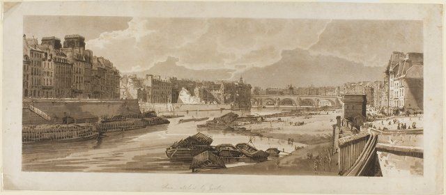 View of the City with the Louvre, etc., taken from Pont Marie, from A Selection of Twenty of the Most Picturesque Views in Paris, 1802