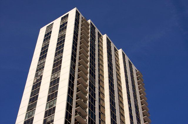Modern high-rise condominiums in downtown
