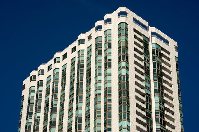 Modern high-rise condominiums in downtown