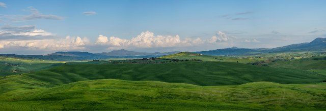 Hilly landscape in spring, province of Siena, Tuscany, Italy