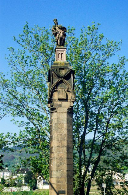 Statue at the Roman Bridge, Trier, Rhineland-Palatinate, Germany