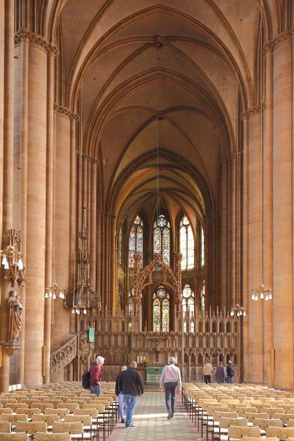 Interior view of the Gothic Elisabeth Church, Marburg, Hesse, Germany