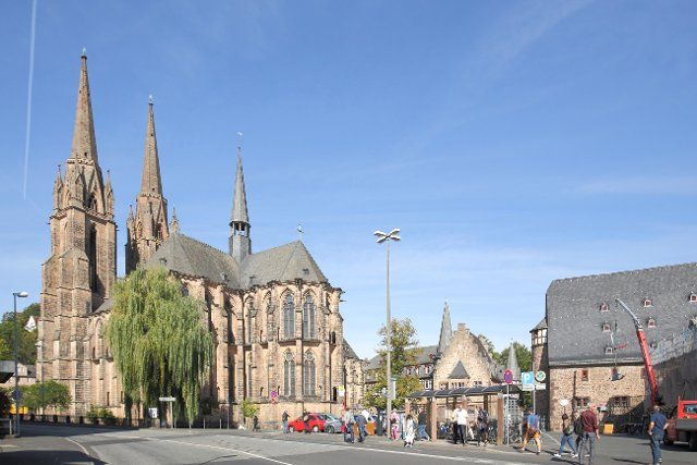 Gothic Elisabeth Church and Deutschordenshaus, Marburg, Hesse, Germany
