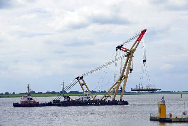 Floating crane Enak on the Weser, Bremerhaven, Germany