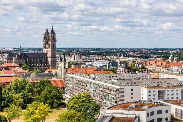 City centre with Magdeburg Cathedral, Our Lady\