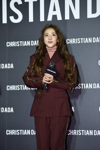 South Korean singer and actress Sandara Park, also known by her stage name Dara, poses at the opening party of Christian Dada in Taipei, Taiwan, 13 September 2018.