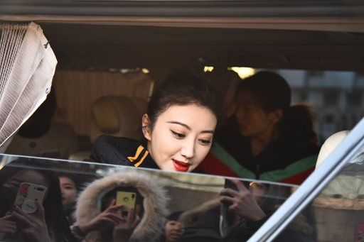 Chinese actress Jing Tian arrives for a rehearsal of 2019 Chinese Lunar New Year, or Spring Festival New Year Gala of CCTV in Beijing, China, 27 January 2019.