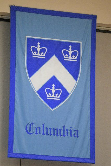 PROVIDENCE, RI - SEPTEMBER 23: A general view of a Columbia University banner on the wall during a college volleyball match between the Yale Bulldogs and the Brown Bears on September 23, 2022, at the Pizzitola Sports Center in Providence, RI. (Photo by Erica Denhoff\/Icon Sportswire