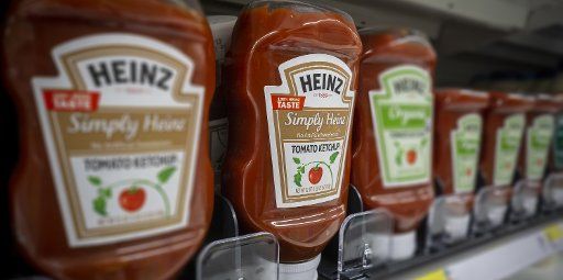 Bottles of Kraft Heinz ketchup on a supermarket shelf in New York on Thursday, August 2, 2018. ( Richard B. Levine)