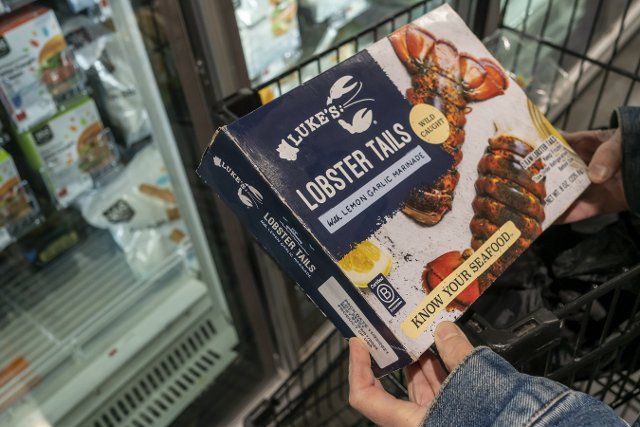 A box of frozen Lukeâs Lobster Tails from Maine in a Whole Foods supermarket in New York on Monday, November 28, 2022. . (Â Richard B. Levine