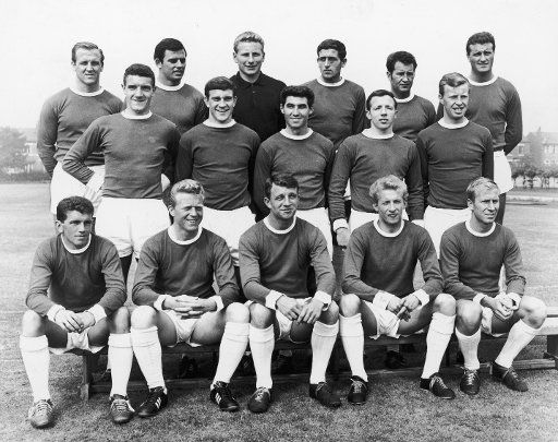 Manchester United battled their way back to Wembley for a 3-1triumph over Leicester City in the FA Cup Final. Here the reds first team squad line up for the camera back row left to reight : maurice Setters Jimmy Nicholson David Gaskell Shay ...