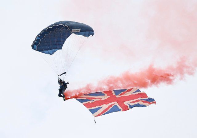 Paratroopers in the air as they aim to land on the beach. The English Riviera Airshow, known locally as Torbay Airshow returns on the Platinum Jubilee weekend. June 04, 2022. Picture: Matt Gilley\/DevonLive