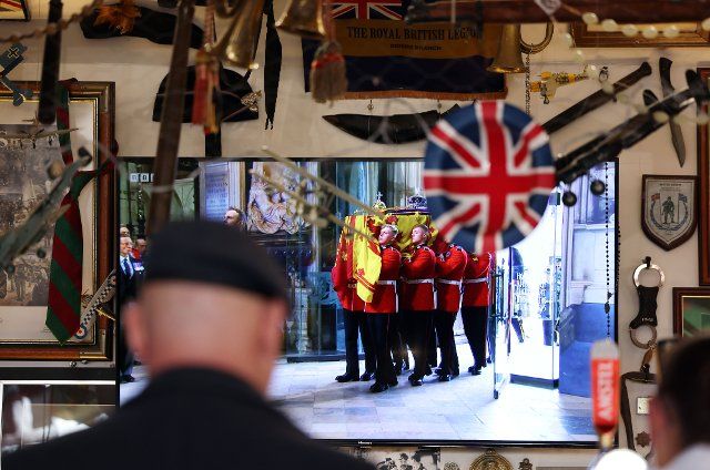 Veterans gather at the Last Post bar in Thornaby to watch the funeral of Queen Elizabeth II. 19th September 2022