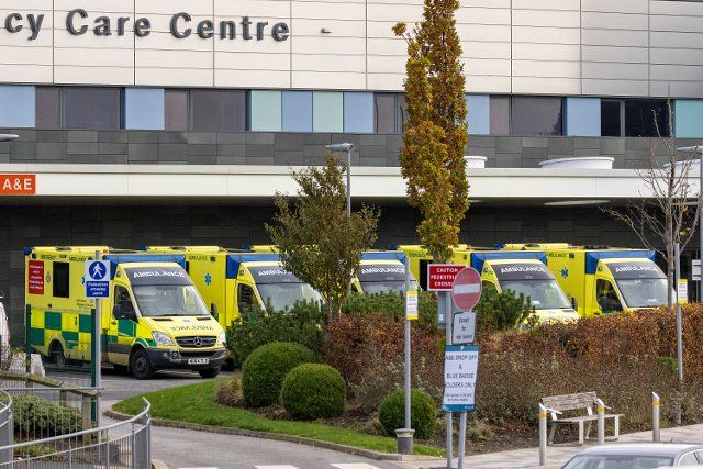 NHS Gateshead, Monday 31st October 2022, Ambulances parked up at the Queen Elizabeth Hospital, Gateshead