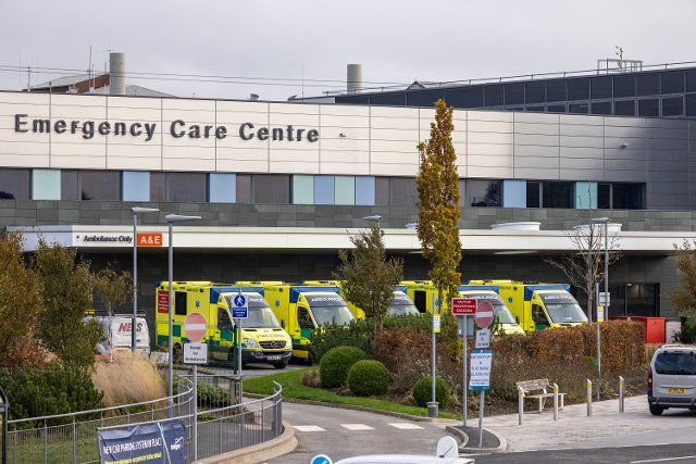 NHS Gateshead, Monday 31st October 2022, Ambulances parked up at the Queen Elizabeth Hospital, Gateshead