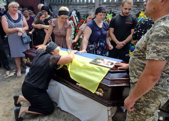 BABYNTSI, UKRAINE - JUNE 30, 2022 - People pay their last respects to Seargeant Volodymyr Kochetov who died in Donetsk Region on June 24 while defending Ukraine from Russian occupiers, Babyntsi urban-type settlement, Kyiv Region, northern Ukraine. This photo cannot be distributed in the Russian Federation. \/\/UKRINFORMAGENCY_choix.0433\/2207011447\/Credit:Ukrinform\/SIPA