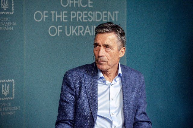 KYIV, UKRAINE - JULY 01, 2022 - Head of the Rasmussen Global Foundation Anders Fogh Rasmussen attends a briefing after the first meeting of the group on international security guarantees for Ukraine, Kyiv, capital of Ukraine. THis photo cannot be distributed in the russian federation.\/\/UKRINFORMAGENCY_choix.0737\/2207021250\/Credit:Ukrinform\/SIPA